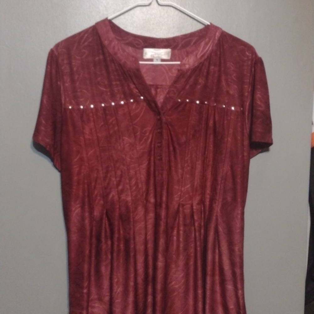 Shannon Ford red blouse with pleats in the front size medium
